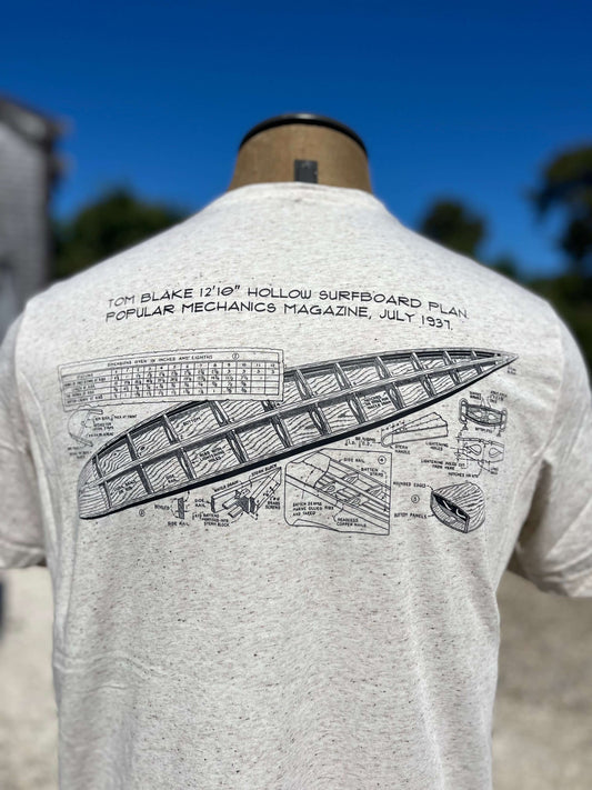 Tom Blake Hollow Surfboard Plan T shirt