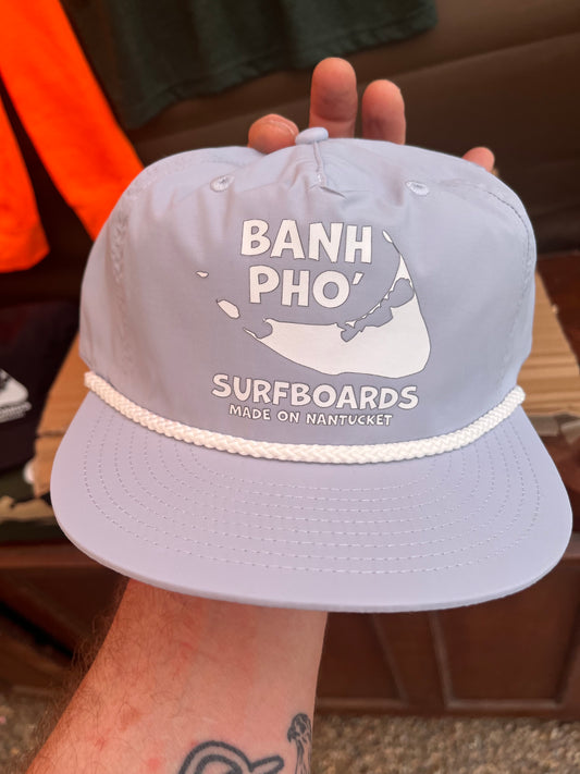 Banh Pho Island Logo printed rope cap, surf brand, Nantucket